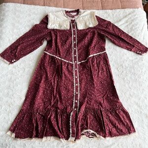 jcpenney | Dresses | Vtg Jcpenney Prairie Dress Womens Xl Burgundy Gunne  Sax Style Cottage Usa Read | Poshmark